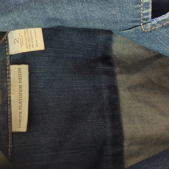 Chico's Platinum Denim Zip Up Washed Jacket Size Large - Picture 2 of 7